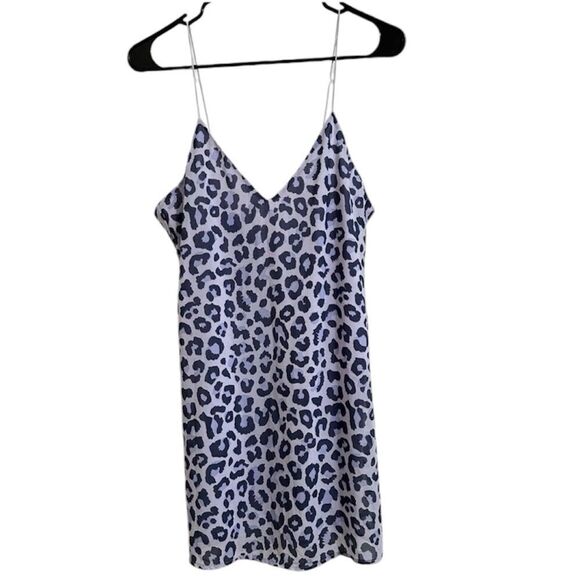 TOBI LAVENDER LEOPARD PRINT SLIP MINI DRESS SMALL - Picture 1 of 11